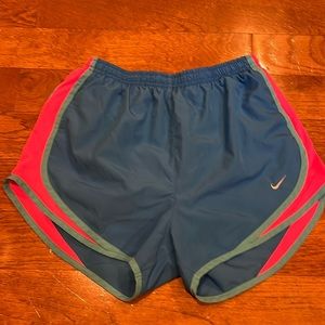 Nike Dri fit small blue and pink athletic shorts with built in underwear